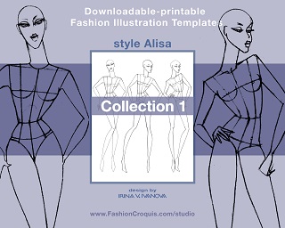 Women's fashion drawing templates for fashion designers. 9 heads. Collection 1